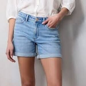 LC Lauren Conrad High Rise Denim Shorts 5 Inch Cuffed Jean Casual Summer Size 8
